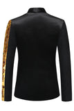 Sparkly Black Sequins Notched Lapela Blazer Masculino