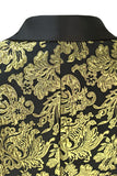 Golden Notched Lapela Jacquard Blazer Masculino