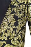 Golden Notched Lapela Jacquard Blazer Masculino