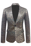 Golden Jacquard Xale Lapela Blazer Masculino