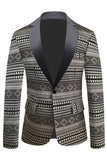 Blazer Masculino Preto Branco Notched Lapela