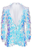 Sparkly Sequins White Shawl Lapela Blazer Masculino