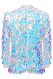 Sparkly Sequins White Shawl Lapela Blazer Masculino