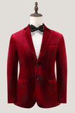 Notched Lapela Borgonha Veludo Single Breasted Men's Prom Blazer