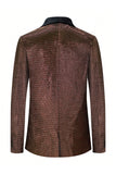 Sparkly Brown One Button Xaile Lapela Blazer Masculino