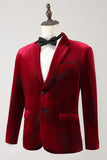 Notched Lapela Borgonha Veludo Single Breasted Men's Prom Blazer