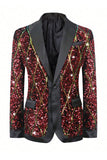 Sparkly Red Sequins Xale Lapela Blazer Festa Masculina