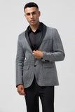 Xale Cinzento Brilhante Lapela Slim Fit Blazer Masculino Prom