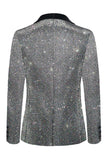 Glitter Cinzento Xale Lapela Masculino Prom Blazer