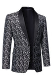 Xale Preto Lapela Estampa Blazer Masculino