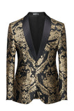 Blazer Masculino Bordado Preto Dourado