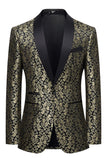 Golden Jacquard Xale Lapela Blazer Masculino