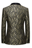 Golden Jacquard Xale Lapela Blazer Masculino