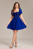 Sparkly Royal Blue Sequins Vestido Curto Homecoming