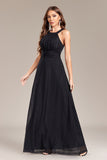 Preto A Line Halter Long Prom Dress com Costas Abertas