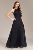 Preto A Line Halter Long Prom Dress com Costas Abertas