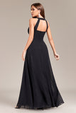 Preto A Line Halter Long Prom Dress com Costas Abertas