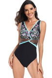 Flor preta 2-Piece Boho Push Up Print Halter Strap maiôs