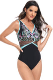 Flor preta 2-Piece Boho Push Up Print Halter Strap maiôs