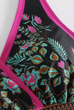 Flor preta 2-Piece Boho Push Up Print Halter Strap maiôs