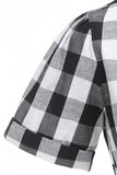 Preto V Neck Plaid Vintage 1950s Vestido