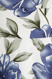 Blue Floral Print Pescoço Quadrado 1950s Vestido Vintage