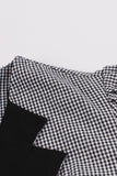 Vestido preto de lapel neck plaid vintage 1950