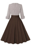 Vestido preto de lapel neck plaid vintage 1950