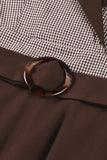 Vestido preto de lapel neck plaid vintage 1950