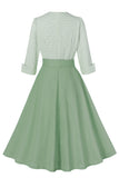 Vestido preto de lapel neck plaid vintage 1950