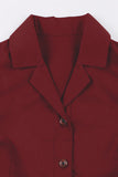 Vestido simples Borgonha Lapel Neck Vintage 1950s