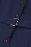 Vestido simples Borgonha Lapel Neck Vintage 1950s