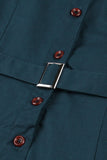 Vestido simples Borgonha Lapel Neck Vintage 1950s