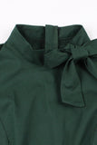 Dark Green Stand Collar Vintage Vestido dos anos 1950