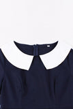 Navy Round Neck Uma Linha Vintage Vestido dos anos 1950