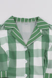 Plaid Green mangas curtas retro 1950s vestido com laços