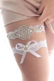 Pearl Rhinestone Lace Conjunto de Jarreteira Nupcial