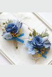 Corsage de pulso de baile de damasco e Boutonniere masculino para casamento