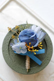 Corsage de pulso de baile de damasco e Boutonniere masculino para casamento