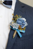 Corsage de pulso de baile de damasco e Boutonniere masculino para casamento