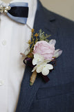 Corsage de pulso de baile de damasco e Boutonniere masculino para casamento