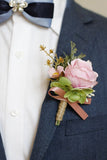 Corsage de pulso de baile de damasco e Boutonniere masculino para casamento