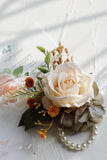 Corsage de pulso elegante Blush Prom e Boutonniere masculino para festa de casamento