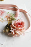 Corsage de pulso elegante Blush Prom e Boutonniere masculino para festa de casamento