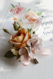 Corsage de pulso elegante Blush Prom e Boutonniere masculino para festa de casamento