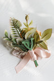 Corsage de pulso elegante Blush Prom e Boutonniere masculino para festa de casamento