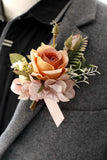 Corsage de pulso elegante Blush Prom e Boutonniere masculino para festa de casamento