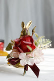 Corsage de pulso elegante Blush Prom e Boutonniere masculino para festa de casamento