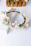 Coroa de flores de champanhe Garland Bride Headband com fita