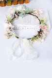 Coroa de flores de champanhe Garland Bride Headband com fita